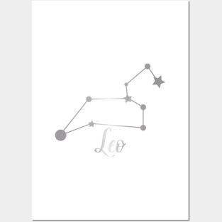 Leo Zodiac Constellation in Silver Posters and Art